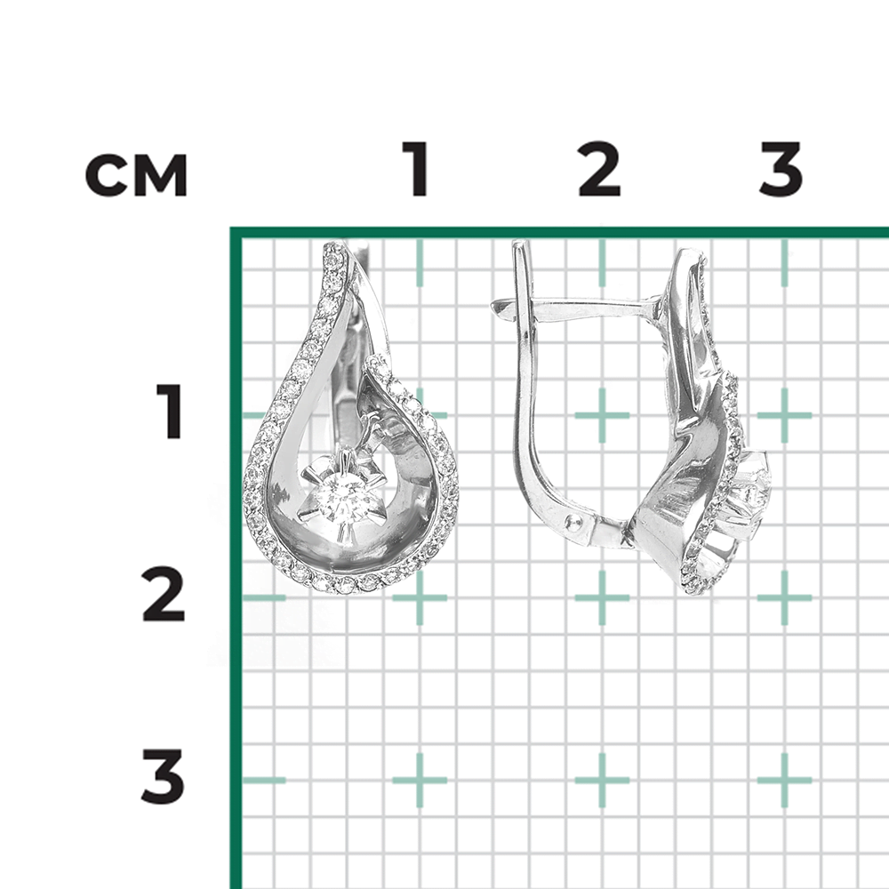 Серьги с английским замком из белого золота с бриллиантами 02-0149-00-101-1120-30