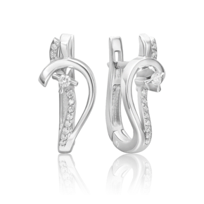 Серьги с английским замком из белого золота с бриллиантами 02-0163-00-101-1120-30