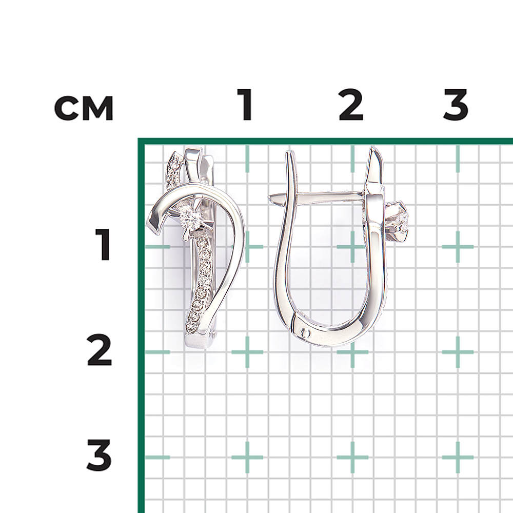 Серьги с английским замком из белого золота с бриллиантами 02-0163-00-101-1120-30