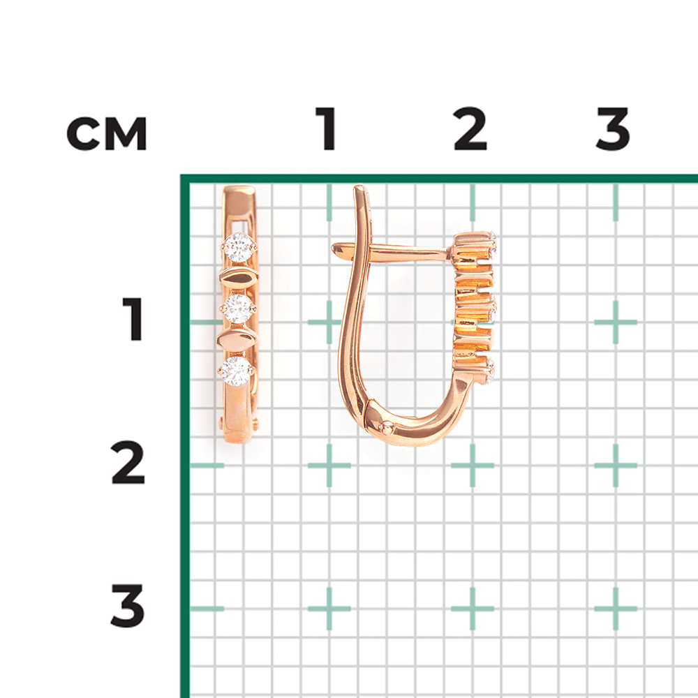 Серьги с английским замком из красного золота с бриллиантами 02-0179-00-101-1110-30