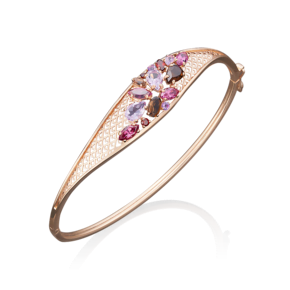 Браслет жесткий из красного золота с миксом камней 05-0544-00-299-1110-46