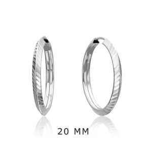 Серьги-конго из белого золота с алмазной гранью 02-0074-41-000-1120-19