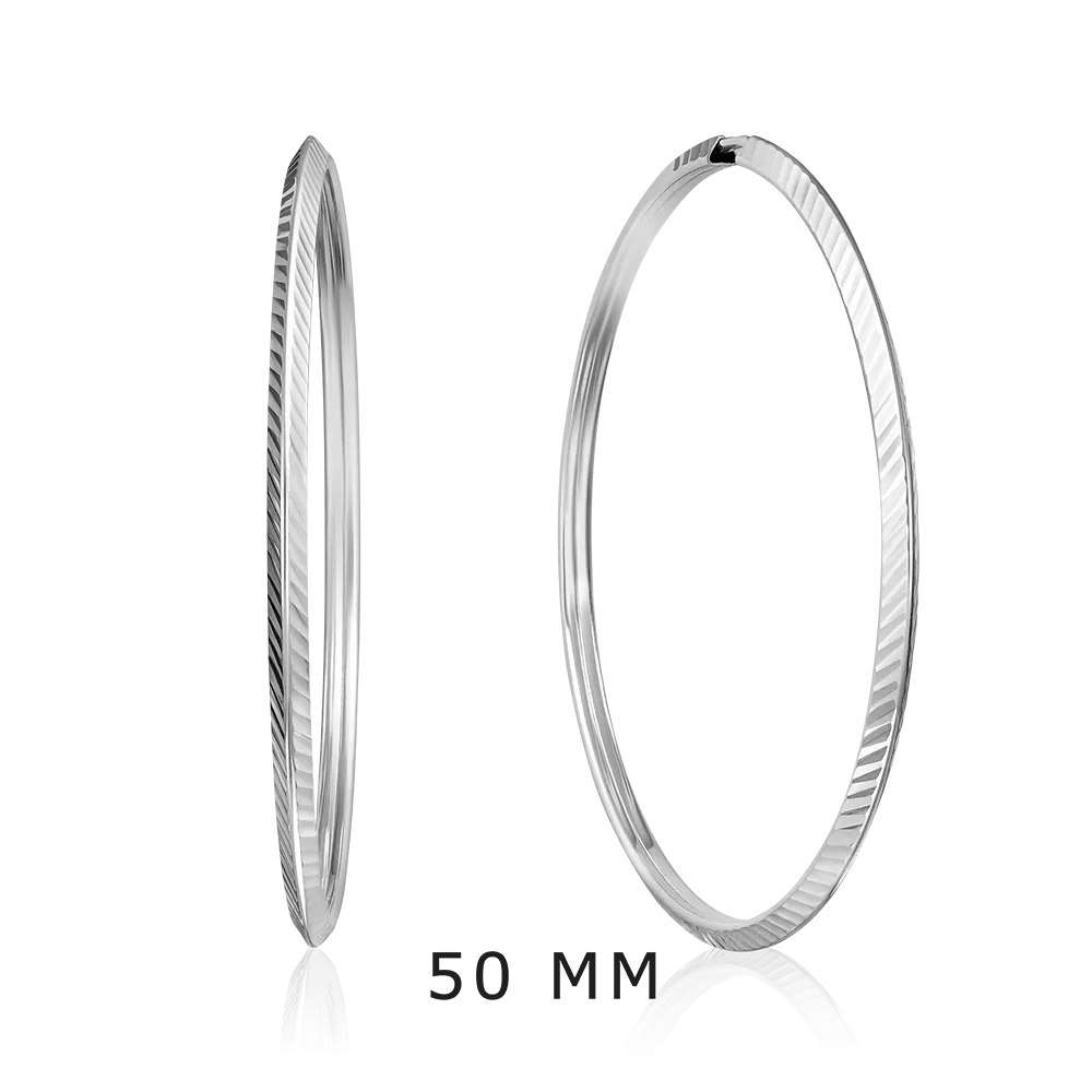 Серьги-конго из белого золота с алмазной гранью 02-0074-44-000-1120-19