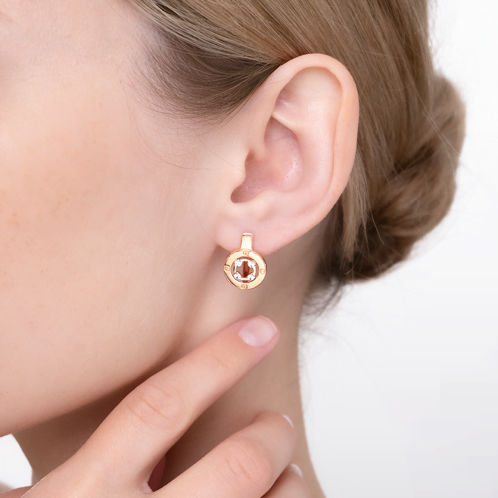 Серьги с английским замком из красного золота с фианитами 02-5515-00-401-1110