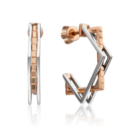 Серьги-пусеты из комбинированного золота