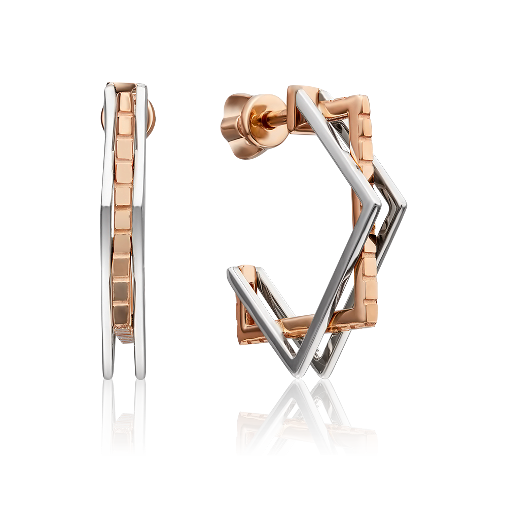 Серьги-пусеты из комбинированного золота 02-4486-00-000-1111-48