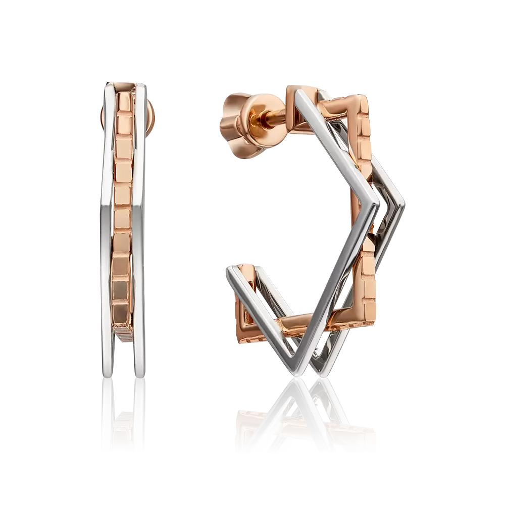 Серьги-пусеты из комбинированного золота 02-4486-00-000-1111-48