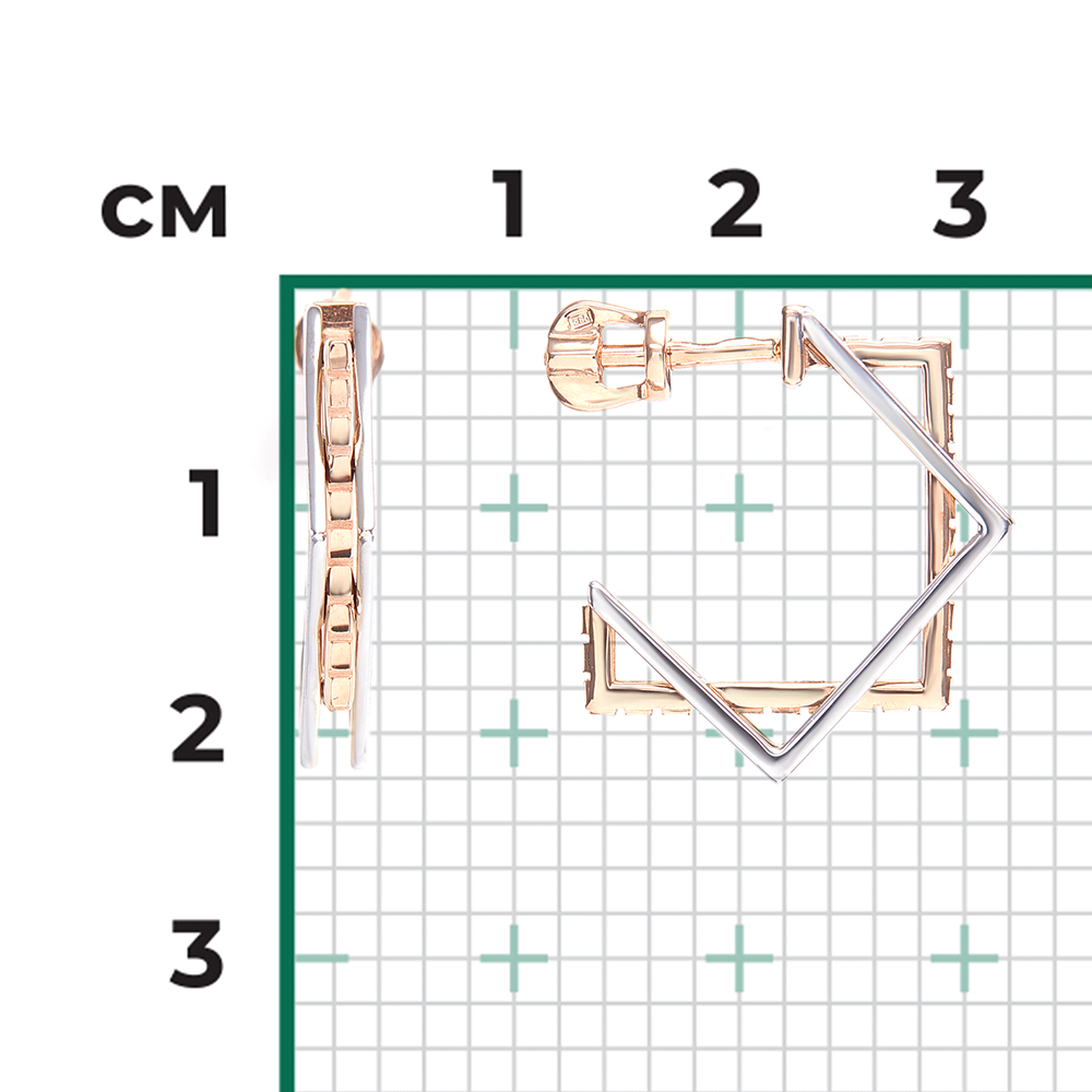 Серьги-пусеты из комбинированного золота 02-4486-00-000-1111-48