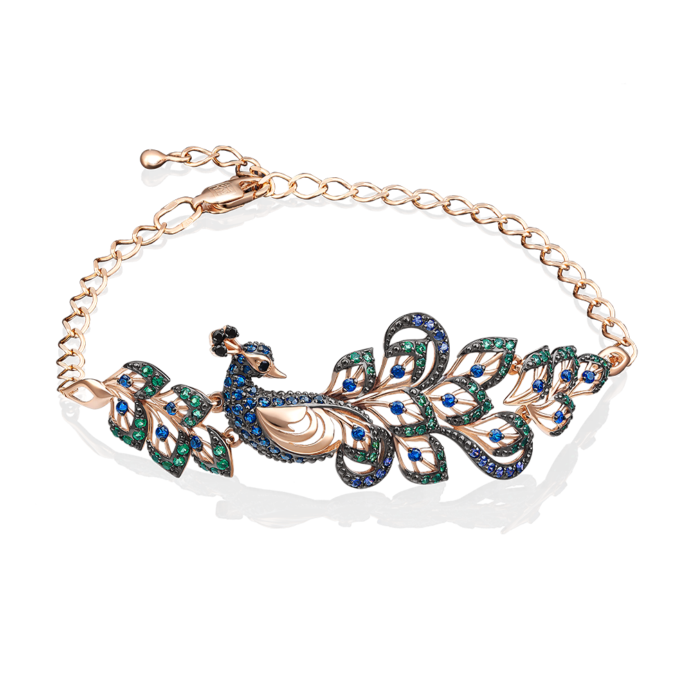 Браслет «Павлин» из красного золота с фианитами 05-0555-00-404-1110-52