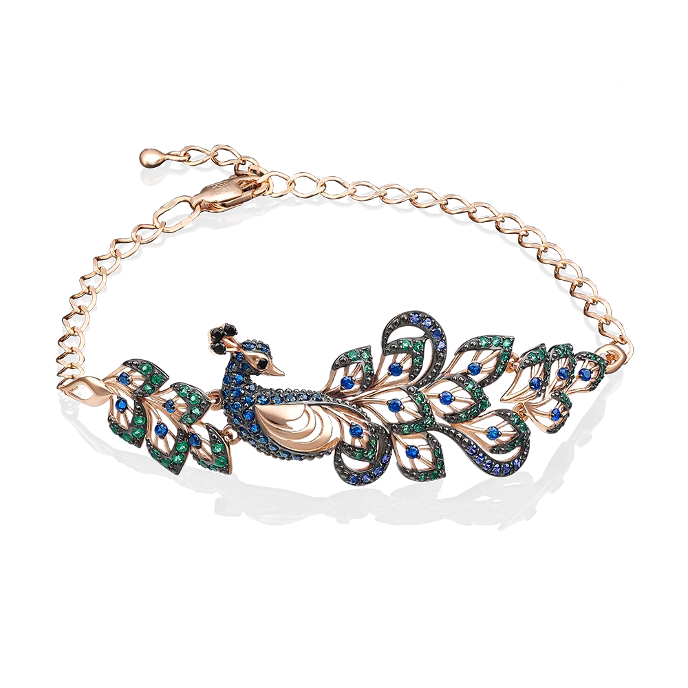 Браслет «Павлин» из красного золота с фианитами 05-0555-00-404-1110-52