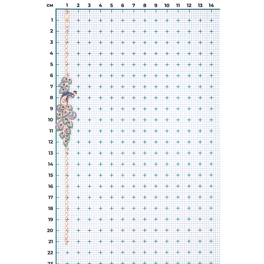 Браслет «Павлин» из красного золота с фианитами 05-0555-00-404-1110-52