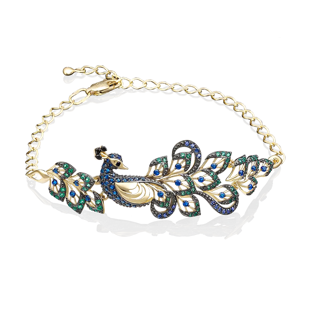 Браслет «Павлин» из лимонного золота с фианитами 05-0555-00-404-1130-52