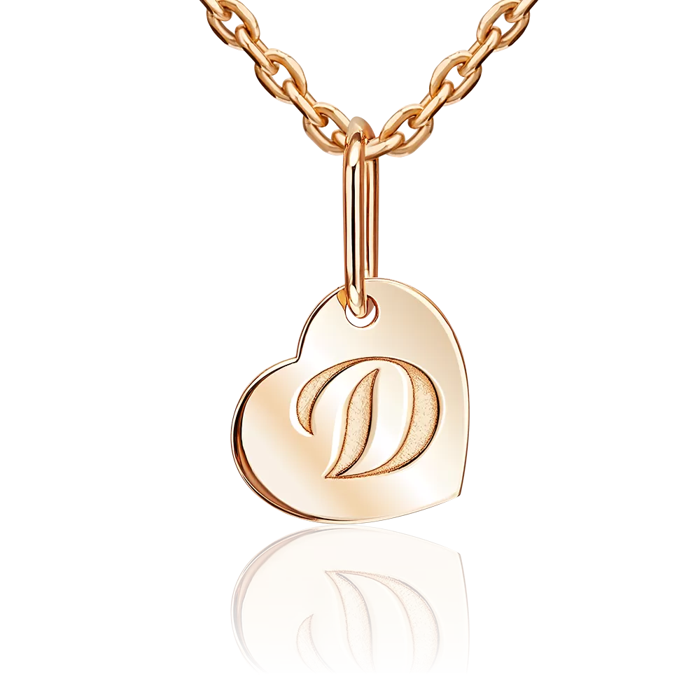 Подвеска «Буква Д» из красного золота 03-3658-Д-000-1110