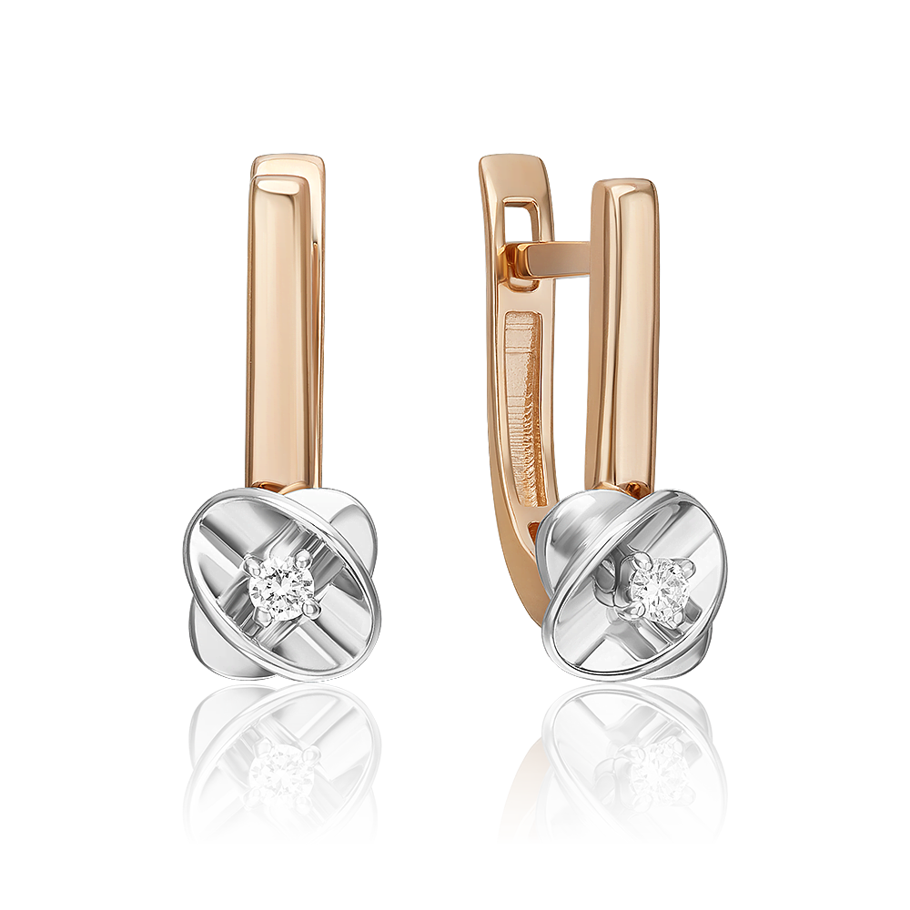 Серьги с английским замком из комбинированного золота с бриллиантом 02-5355-00-101-1111