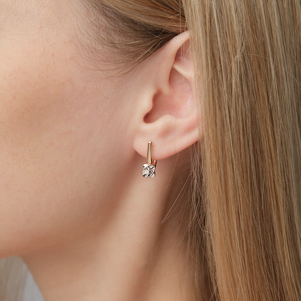 Серьги с английским замком из комбинированного золота с бриллиантом 02-5355-00-101-1111