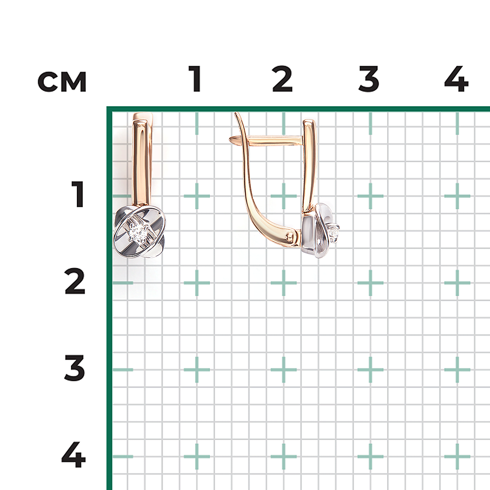 Серьги с английским замком из комбинированного золота с бриллиантом 02-5355-00-101-1111