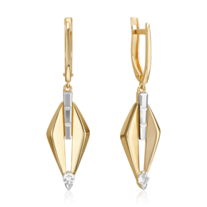 Серьги с английским замком из комбинированного золота с натуральным топазом white 02-5022-00-201-1121