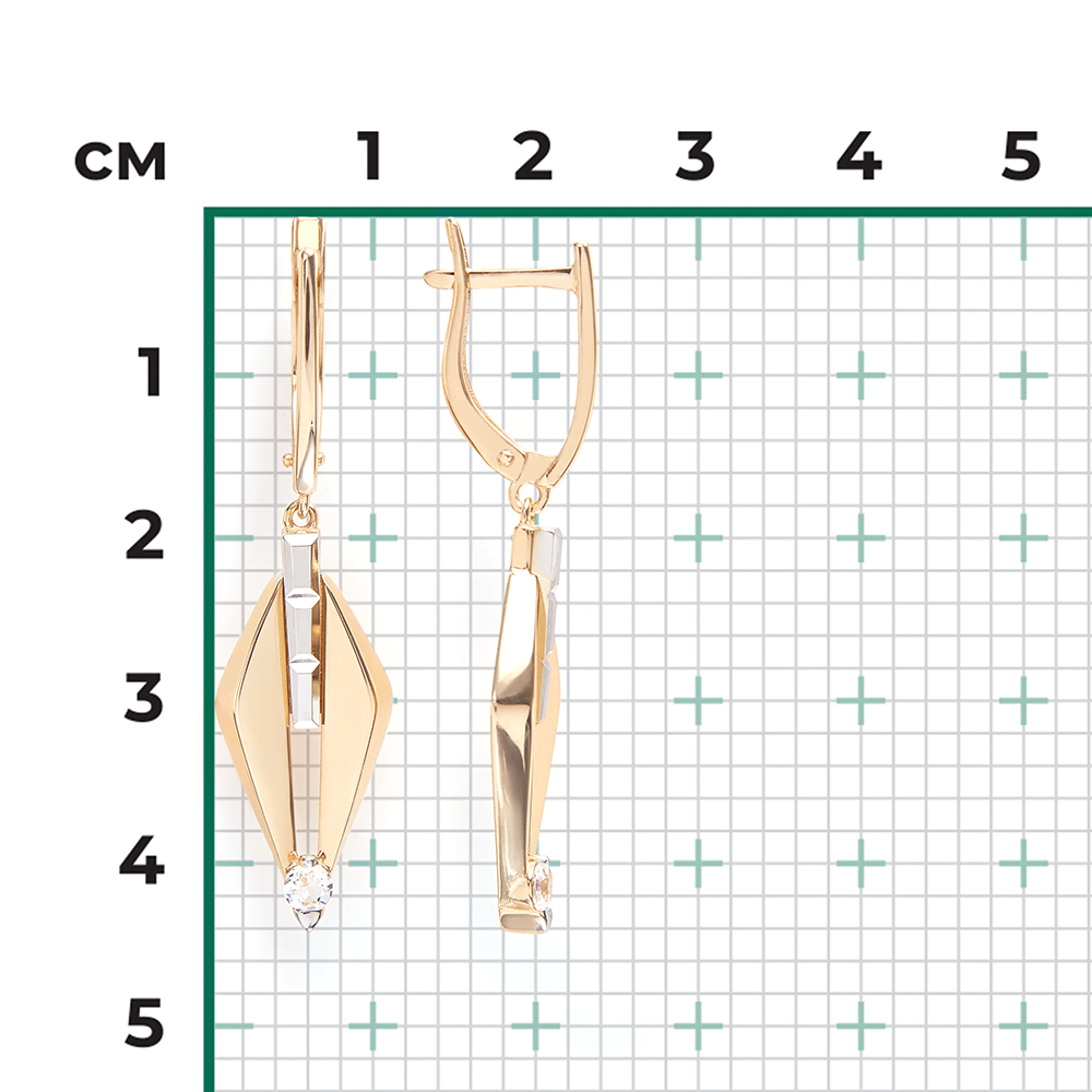 Серьги с английским замком из комбинированного золота с натуральным топазом white 02-5022-00-201-1121