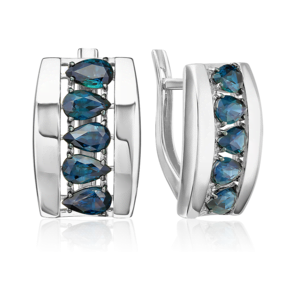 Серьги с английским замком из белого золота с сапфирами 02-5471-00-102-1120