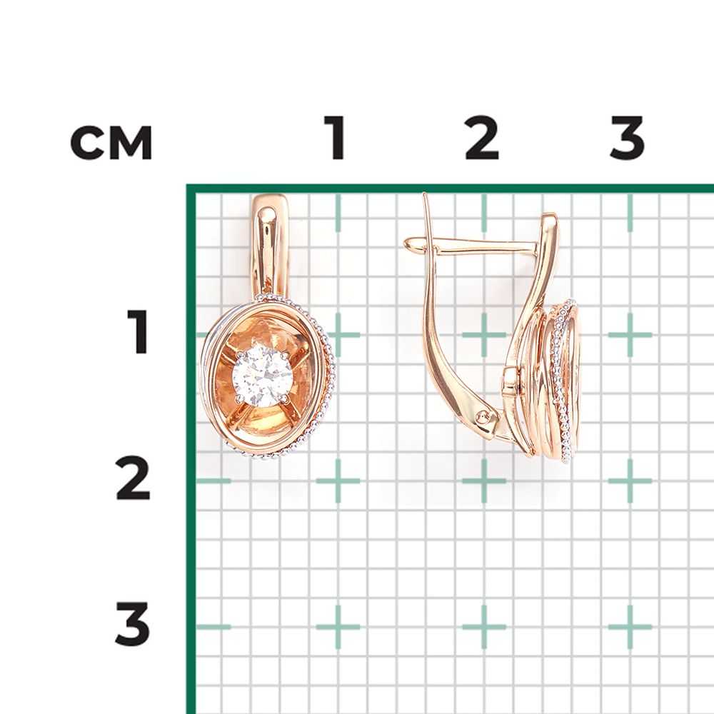 Серьги с английским замком из красного золота с бриллиантом 02-4299-00-101-1110-30