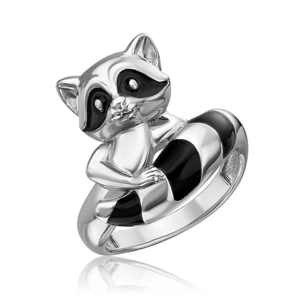 Кольцо «Енот» из серебра с эмалью 01-5597-00-000-0200