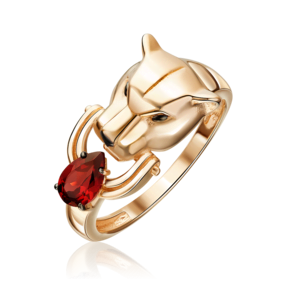 Кольцо «Пантера» из красного золота с гранатом 01-5884-00-204-1110