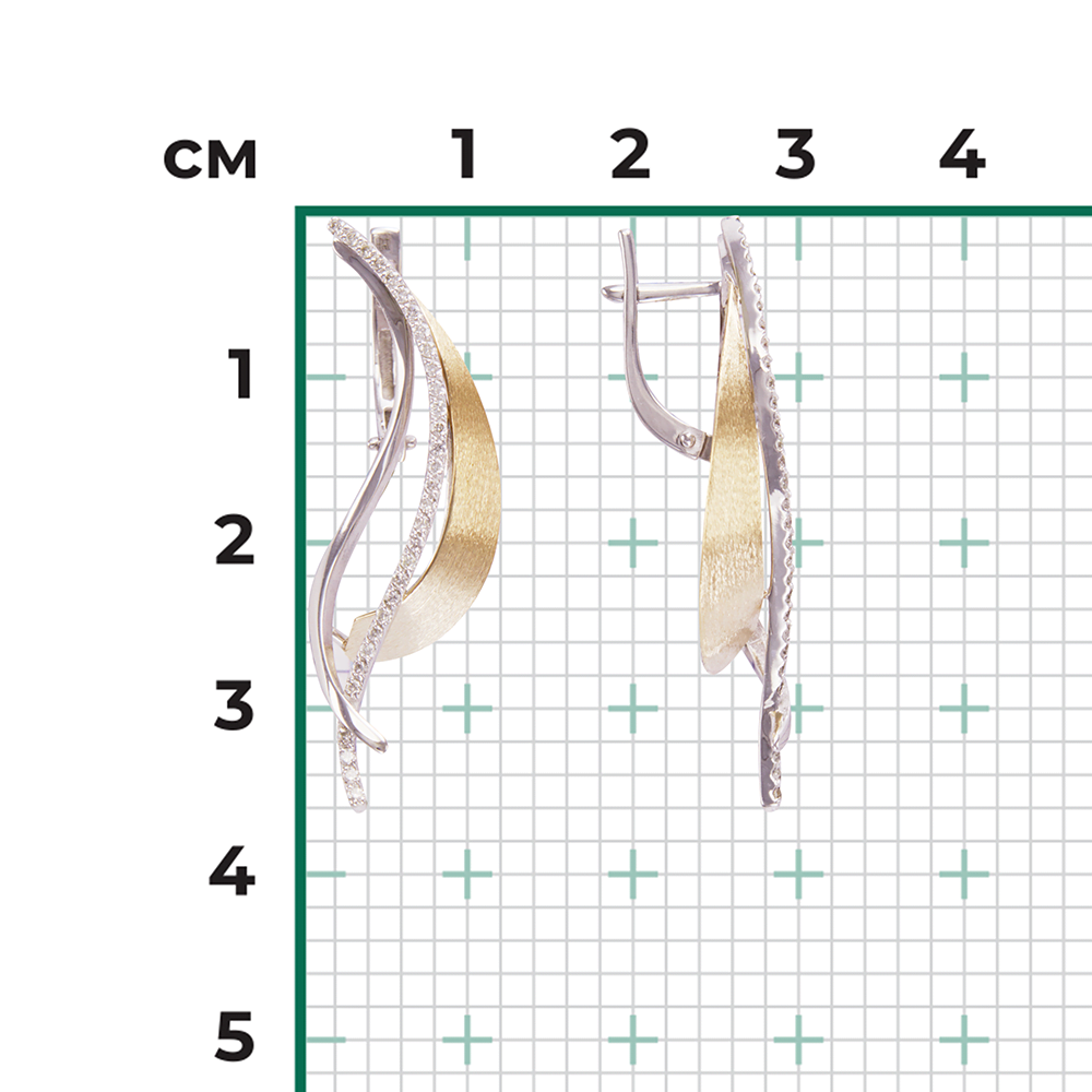 Серьги с английским замком из комбинированного золота с бриллиантами 02-4216-00-101-1121-30