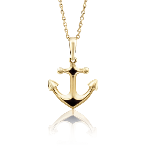 Подвеска «Якорь» из лимонного золота с эмалью 03-2438-00-000-1130-25