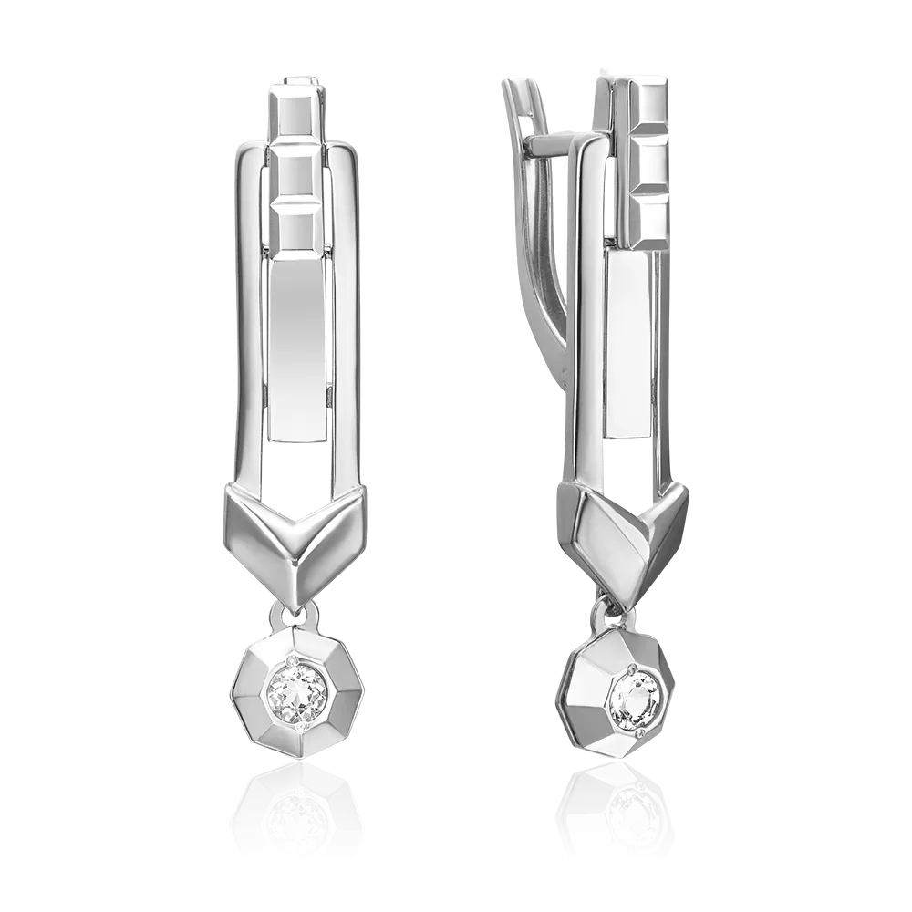 Серьги с английским замком из белого золота с натуральным топазом white 02-5055-00-201-1120