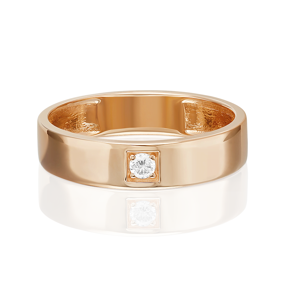 Обручальное кольцо из красного золота с фианитом 01-3399-00-401-1110-03