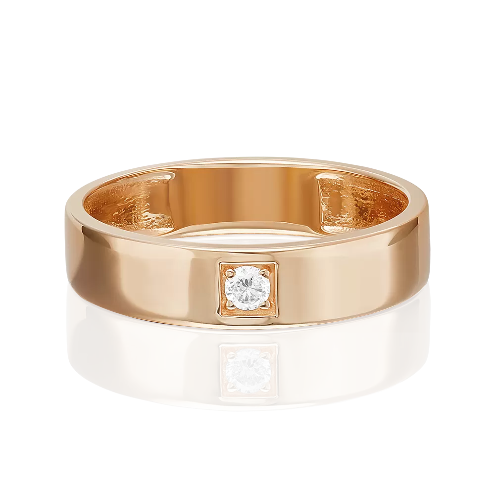 Обручальное кольцо из красного золота с фианитом 01-3399-00-401-1110-03