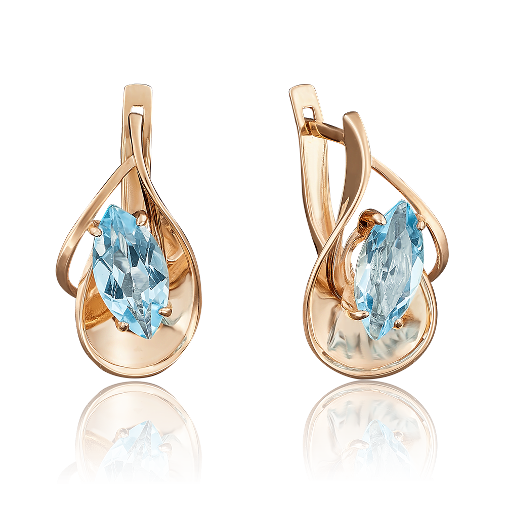 Серьги с английским замком из красного золота с топазом 02-3791-00-201-1110-46