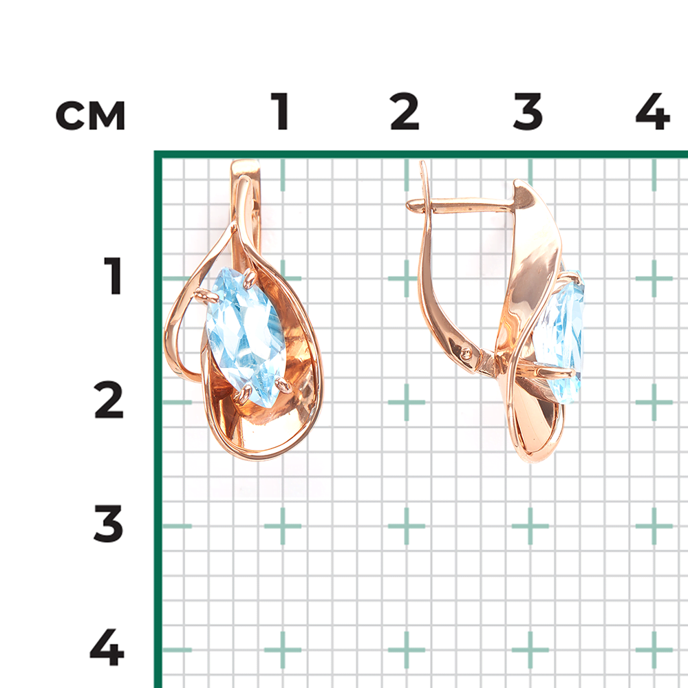Серьги с английским замком из красного золота с топазом 02-3791-00-201-1110-46