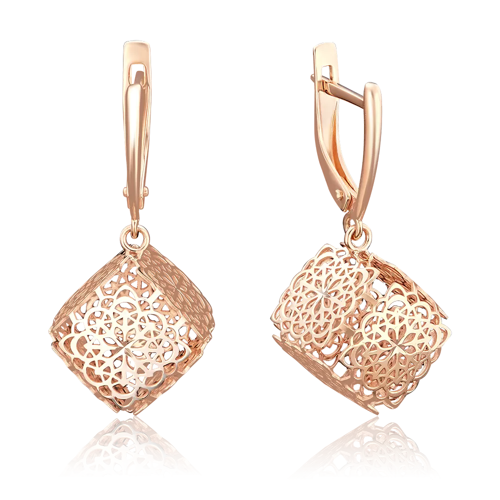 Серьги с английским замком из красного золота 02-3792-00-000-1110-48