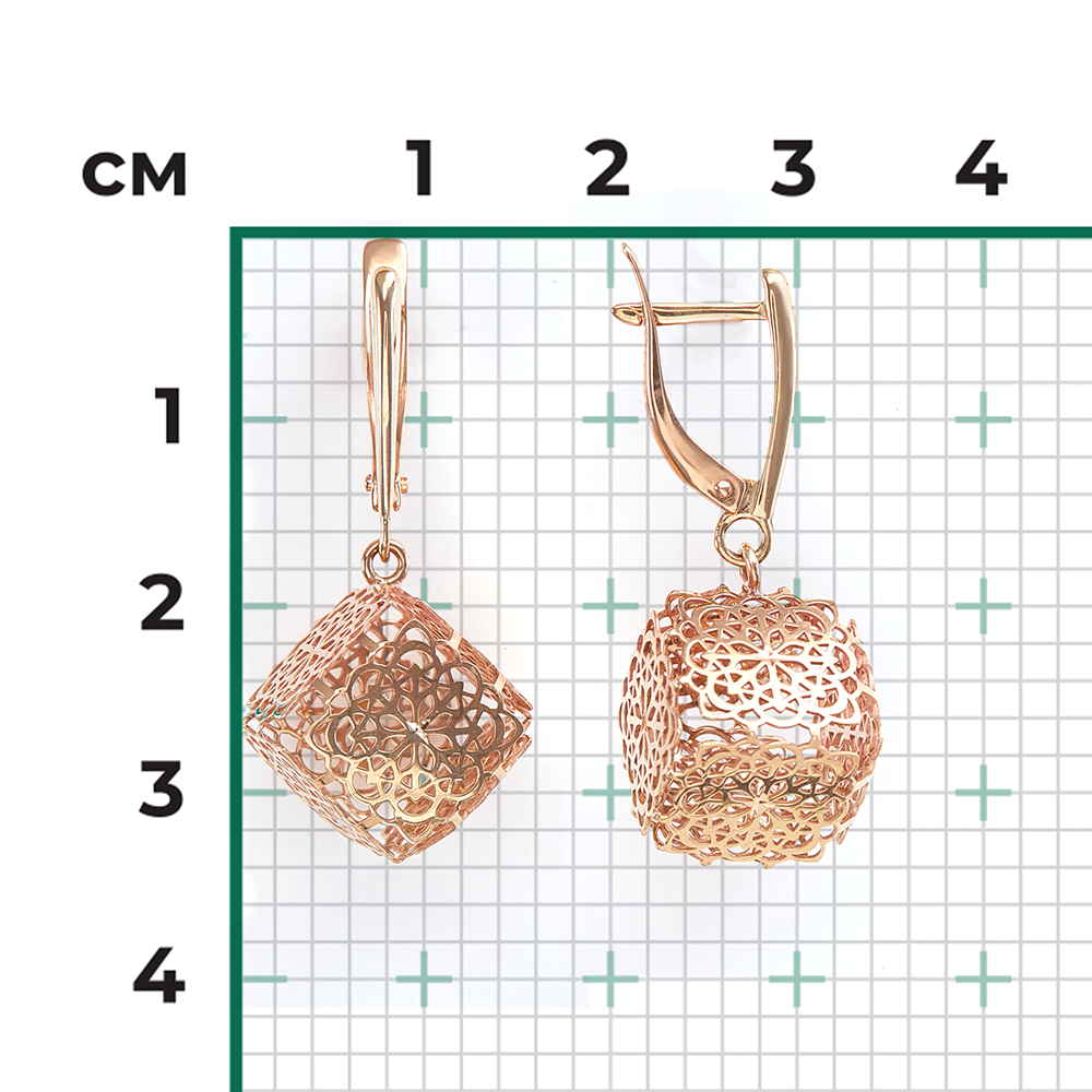 Серьги с английским замком из красного золота 02-3792-00-000-1110-48