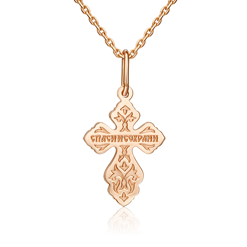 Православный крест из красного золота 03-1602-00-000-1110