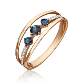 Кольцо из красного золота с сапфирами и бриллиантами