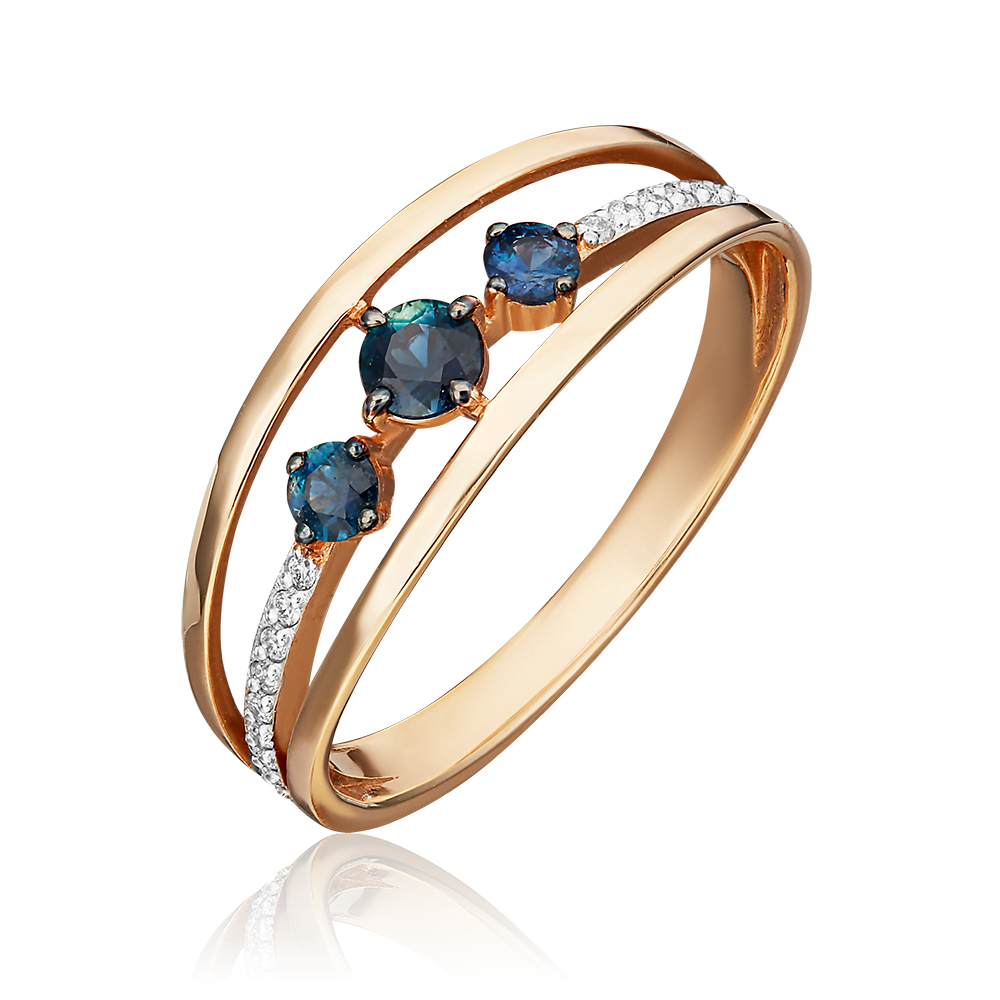 Кольцо из красного золота с сапфирами и бриллиантами 01-1425-00-105-1110-30