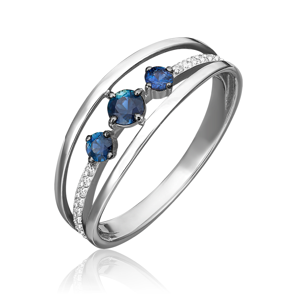 Кольцо из белого золота с сапфирами и бриллиантами 01-1426-00-105-1120-30