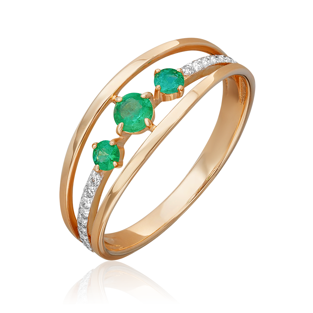 Кольцо из красного золота с изумрудами и бриллиантами 01-1425-00-106-1110-30