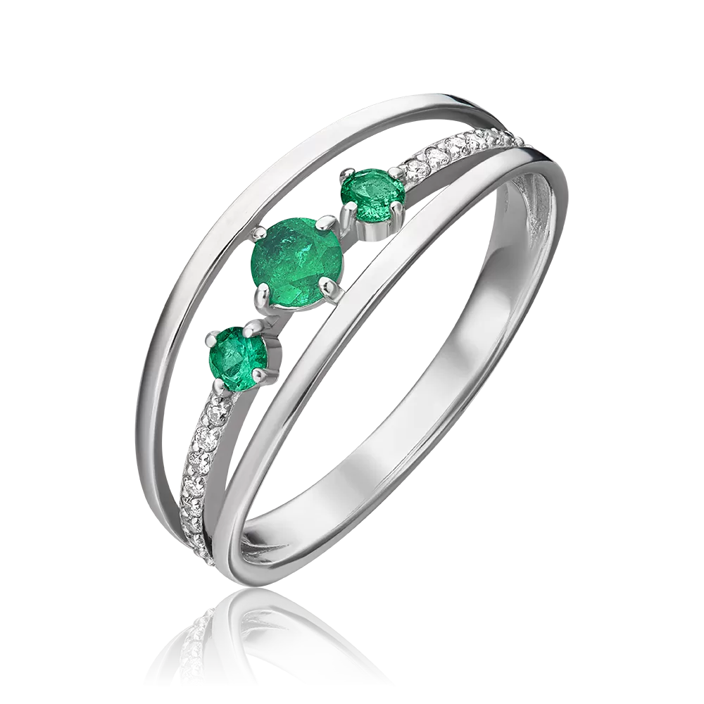 Кольцо из белого золота с изумрудами и бриллиантами 01-1426-00-106-1120-30