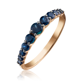 Кольцо из красного золота с сапфирами