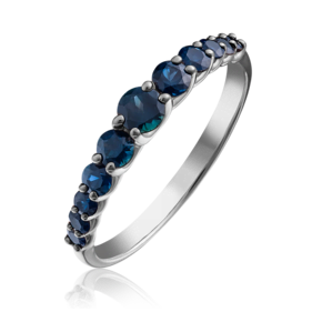 Кольцо из белого золота с сапфирами