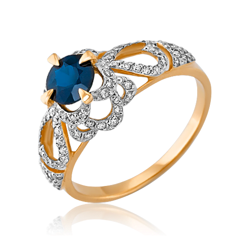 Кольцо из красного золота с сапфиром и бриллиантами 01-1429-00-105-1110-30