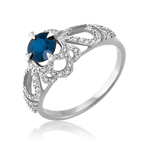 Кольцо из белого золота с сапфиром и бриллиантами 01-1430-00-105-1120-30