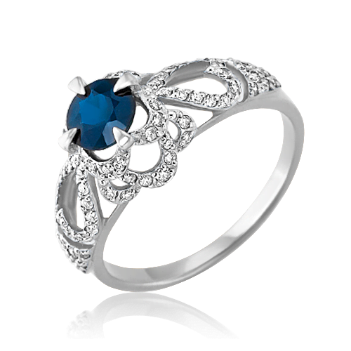 Кольцо из белого золота с сапфиром и бриллиантами 01-1430-00-105-1120-30