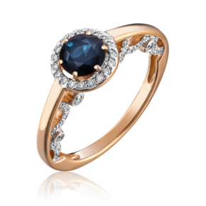 Кольцо из красного золота с сапфиром и бриллиантами 01-1431-00-105-1110-30