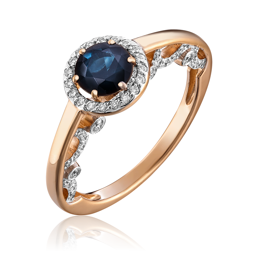 Кольцо из красного золота с сапфиром и бриллиантами 01-1431-00-105-1110-30