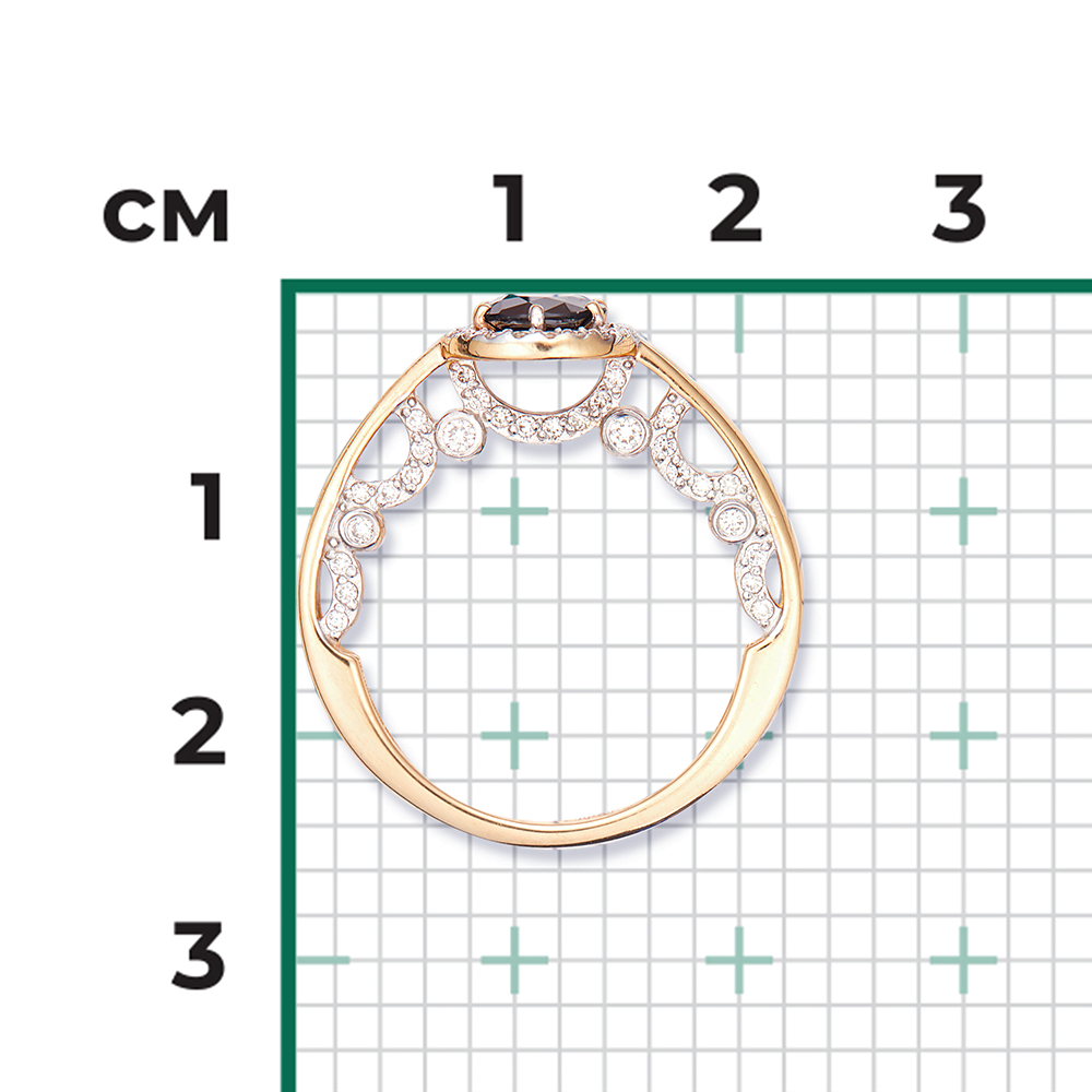 Кольцо из красного золота с сапфиром и бриллиантами 01-1431-00-105-1110-30