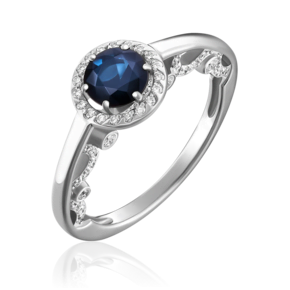 Кольцо из белого золота с сапфиром и бриллиантами 01-1432-00-105-1120-30